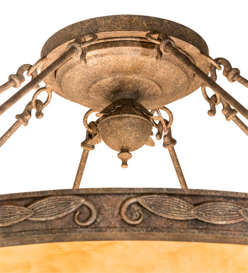 Meyda Lighting Arabesque 48" 8-Light Baroque Semi-flush Mount Light With Ambra Siena Idalight Shade Glass