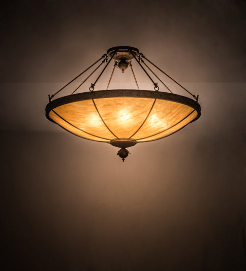Meyda Lighting Arabesque 48" 8-Light Baroque Semi-flush Mount Light With Ambra Siena Idalight Shade Glass
