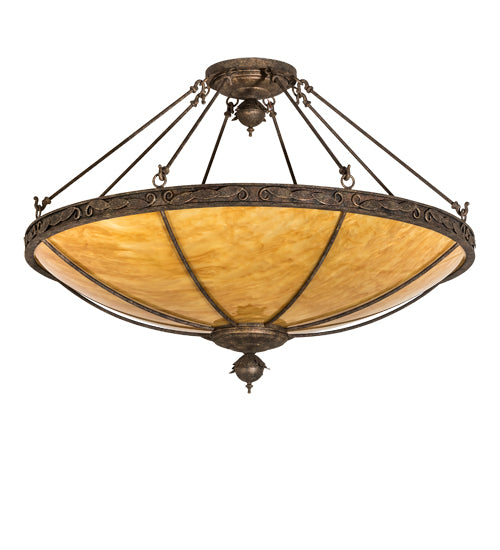 Meyda Lighting Arabesque 48" 8-Light Baroque Semi-flush Mount Light With Ambra Siena Idalight Shade Glass