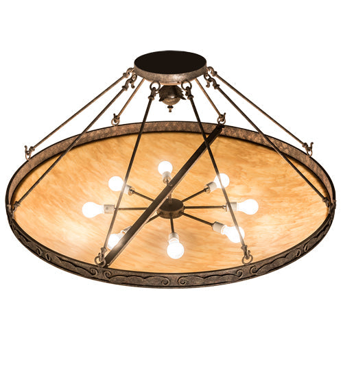 Meyda Lighting Arabesque 48" 8-Light Baroque Semi-flush Mount Light With Ambra Siena Idalight Shade Glass