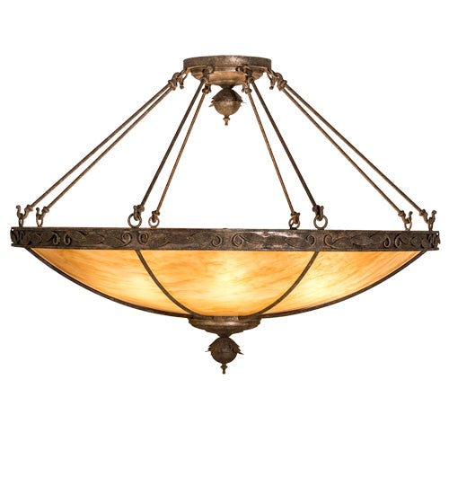 Meyda Lighting Arabesque 48" 8-Light Baroque Semi-flush Mount Light With Ambra Siena Idalight Shade Glass