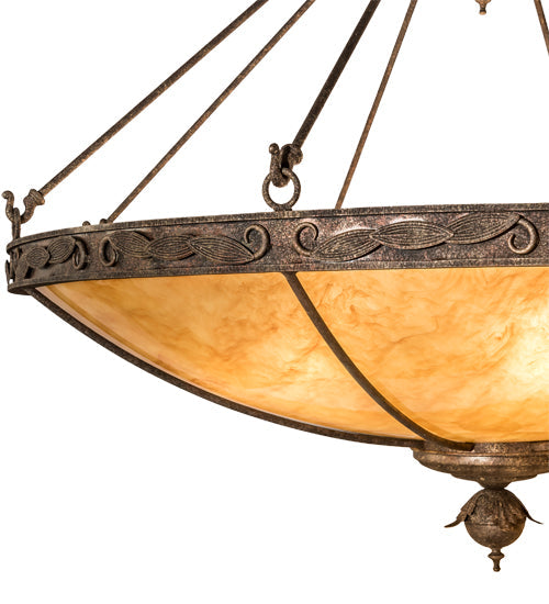 Meyda Lighting Arabesque 48" 8-Light Baroque Semi-flush Mount Light With Ambra Siena Idalight Shade Glass