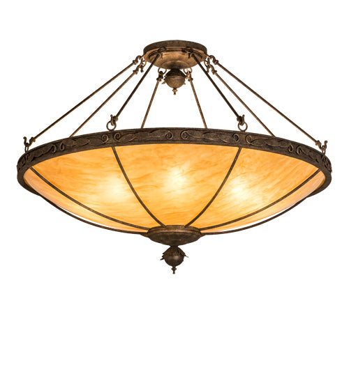 Meyda Lighting Arabesque 48" 8-Light Baroque Semi-flush Mount Light With Ambra Siena Idalight Shade Glass
