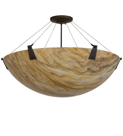 Meyda Lighting Araneta 247506 37" 4-Light Oil Rubbed Bronze Semi-flush Mount Light With Travertine Idalight Shade