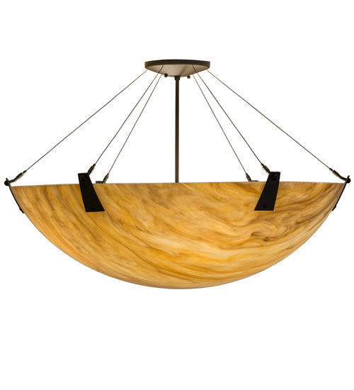 Meyda Lighting Araneta 247506 37" 4-Light Oil Rubbed Bronze Semi-flush Mount Light With Travertine Idalight Shade