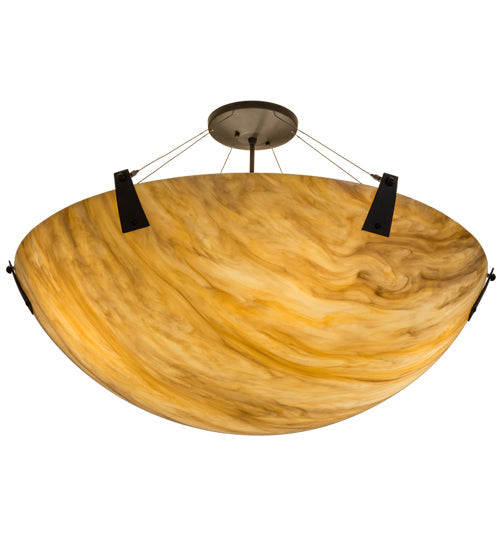 Meyda Lighting Araneta 247506 37" 4-Light Oil Rubbed Bronze Semi-flush Mount Light With Travertine Idalight Shade