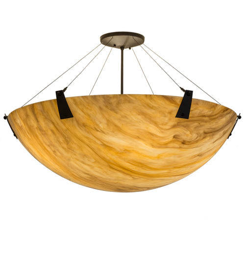 Meyda Lighting Araneta 247506 37" 4-Light Oil Rubbed Bronze Semi-flush Mount Light With Travertine Idalight Shade