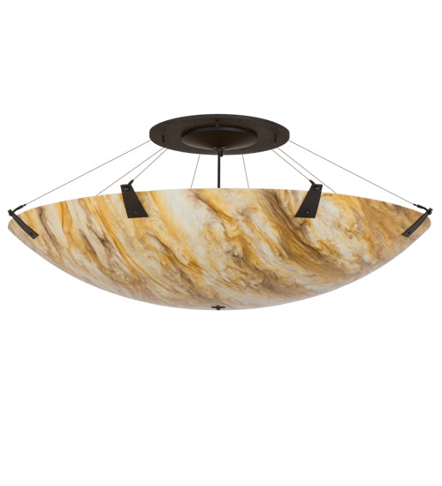 Meyda Lighting Araneta 247538 61" 12-Light Timeless Bronze Semi-flush Mount Light With Travertine Idalight Shade Glass
