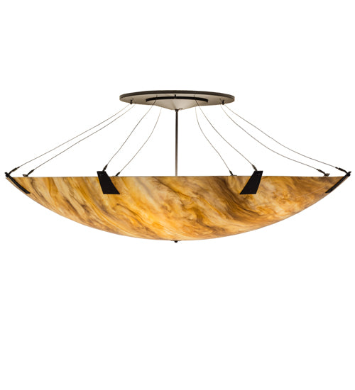 Meyda Lighting Araneta 247538 61" 12-Light Timeless Bronze Semi-flush Mount Light With Travertine Idalight Shade Glass