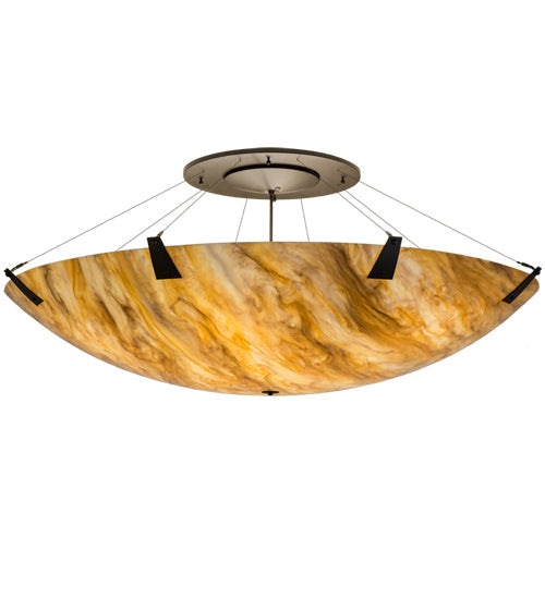 Meyda Lighting Araneta 247538 61" 12-Light Timeless Bronze Semi-flush Mount Light With Travertine Idalight Shade Glass