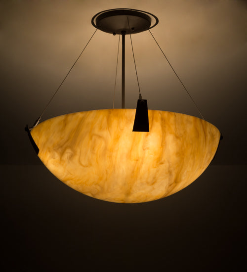 Meyda Lighting Araneta 25" 4-Light Oil Rubbed Bronze Semi-flush Mount Light With Beige Travertine Idalight Shade Glass