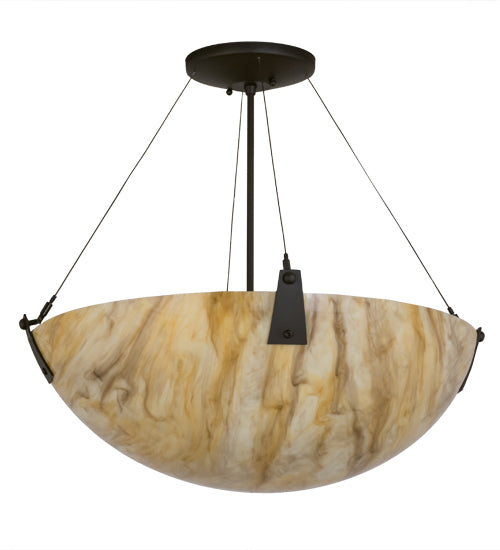 Meyda Lighting Araneta 25" 4-Light Oil Rubbed Bronze Semi-flush Mount Light With Beige Travertine Idalight Shade Glass