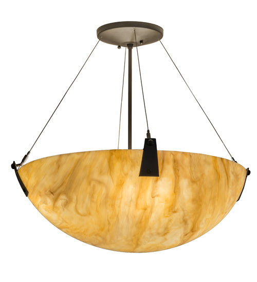 Meyda Lighting Araneta 25" 4-Light Oil Rubbed Bronze Semi-flush Mount Light With Travertine Idalight Shade