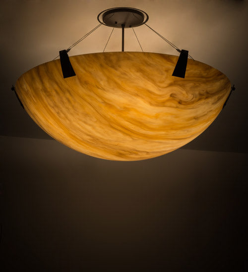 Meyda Lighting Araneta 37" 4-Light Oil Rubbed Bronze Semi-flush Mount Light With Travertine Idalight Shade Glass
