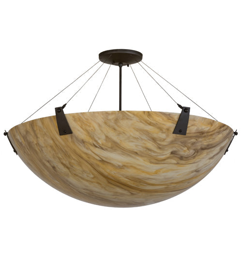 Meyda Lighting Araneta 37" 4-Light Oil Rubbed Bronze Semi-flush Mount Light With Travertine Idalight Shade Glass