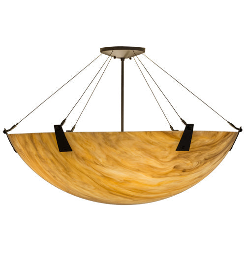 Meyda Lighting Araneta 37" 4-Light Oil Rubbed Bronze Semi-flush Mount Light With Travertine Idalight Shade Glass