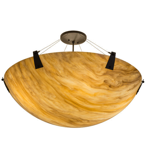 Meyda Lighting Araneta 37" 4-Light Oil Rubbed Bronze Semi-flush Mount Light With Travertine Idalight Shade Glass