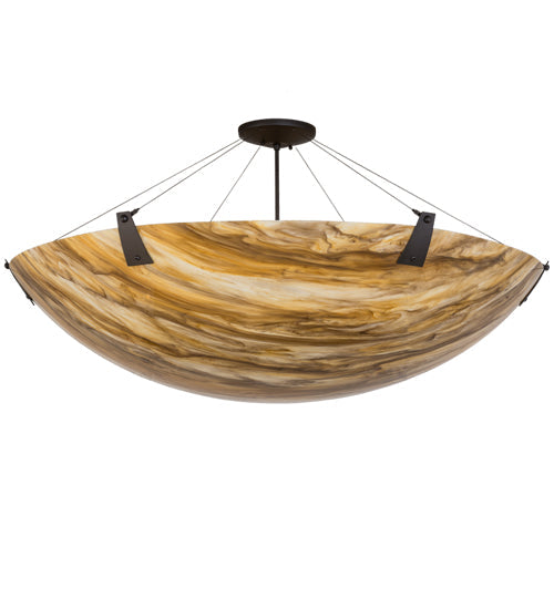 Meyda Lighting Araneta 49" 6-Light Oil Rubbed Bronze Semi-flush Mount Light With Travertine Idalight Shade