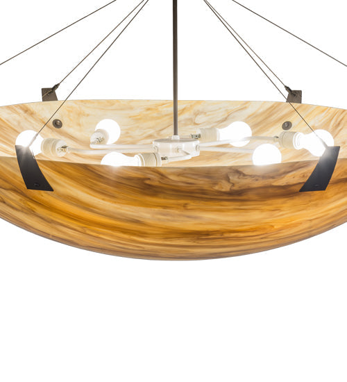 Meyda Lighting Araneta 49" 6-Light Oil Rubbed Bronze Semi-flush Mount Light With Travertine Idalight Shade