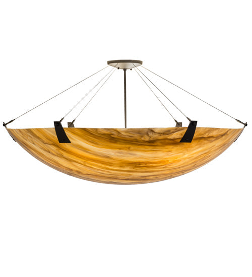 Meyda Lighting Araneta 49" 6-Light Oil Rubbed Bronze Semi-flush Mount Light With Travertine Idalight Shade