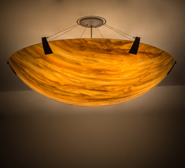 Meyda Lighting Araneta 49" 6-Light Oil Rubbed Bronze Semi-flush Mount Light With Travertine Idalight Shade Glass