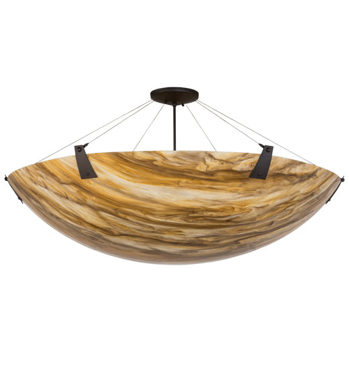 Meyda Lighting Araneta 49" 6-Light Oil Rubbed Bronze Semi-flush Mount Light With Travertine Idalight Shade Glass