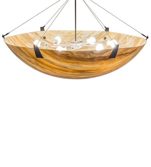 Meyda Lighting Araneta 49" 6-Light Oil Rubbed Bronze Semi-flush Mount Light With Travertine Idalight Shade Glass
