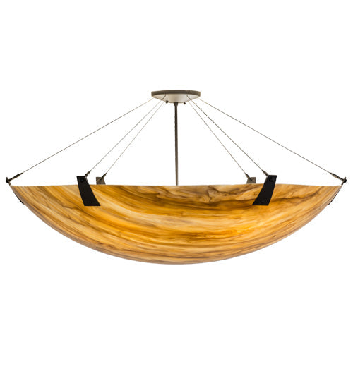 Meyda Lighting Araneta 49" 6-Light Oil Rubbed Bronze Semi-flush Mount Light With Travertine Idalight Shade Glass