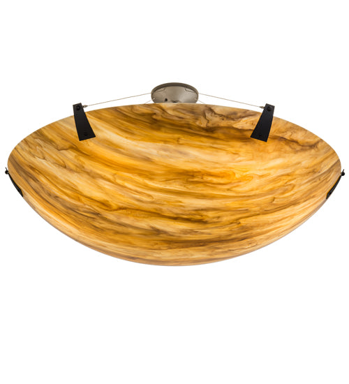 Meyda Lighting Araneta 49" 6-Light Oil Rubbed Bronze Semi-flush Mount Light With Travertine Idalight Shade Glass