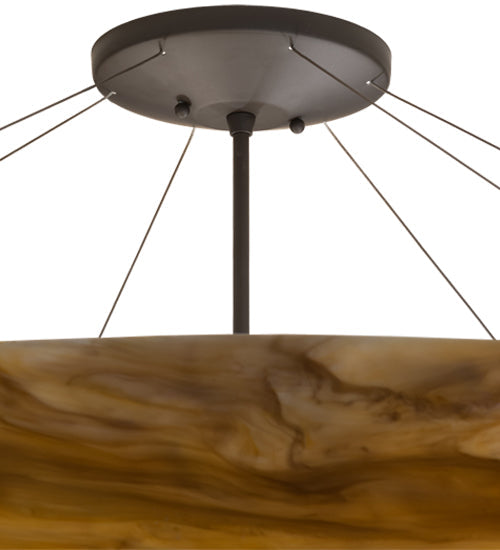 Meyda Lighting Araneta 49" 6-Light Oil Rubbed Bronze Semi-flush Mount Light With Travertine Idalight Shade Glass