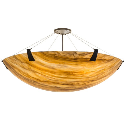 Meyda Lighting Araneta 49" 6-Light Oil Rubbed Bronze Semi-flush Mount Light With Travertine Idalight Shade