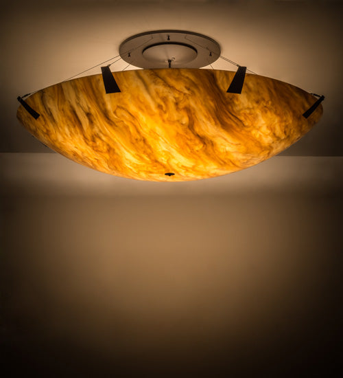 Meyda Lighting Araneta 61" 12-Light Timeless Bronze Semi-flush Mount Light With Travertine Idalight Shade Glass