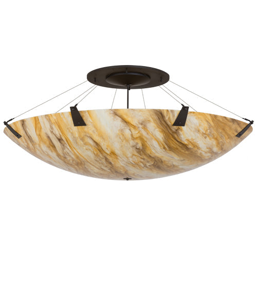 Meyda Lighting Araneta 61" 12-Light Timeless Bronze Semi-flush Mount Light With Travertine Idalight Shade Glass