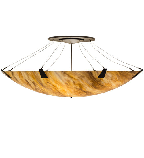 Meyda Lighting Araneta 61" 12-Light Timeless Bronze Semi-flush Mount Light With Travertine Idalight Shade Glass