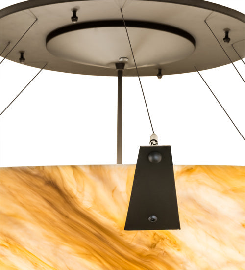 Meyda Lighting Araneta 61" 12-Light Timeless Bronze Semi-flush Mount Light With Travertine Idalight Shade Glass