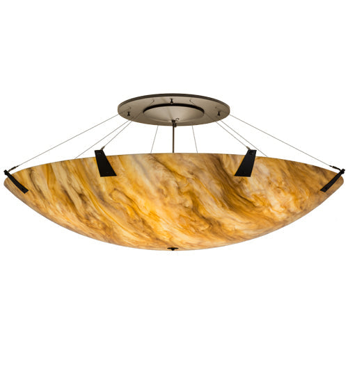 Meyda Lighting Araneta 61" 12-Light Timeless Bronze Semi-flush Mount Light With Travertine Idalight Shade Glass