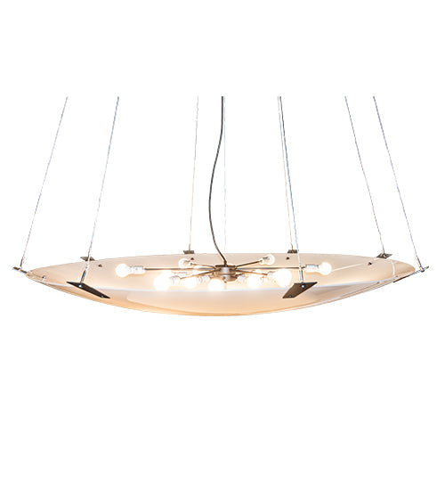 Meyda Lighting Araneta 72" 14-Light Gunmetal Gray Semi-flush Mount Light With White Statuario Idalight Shade
