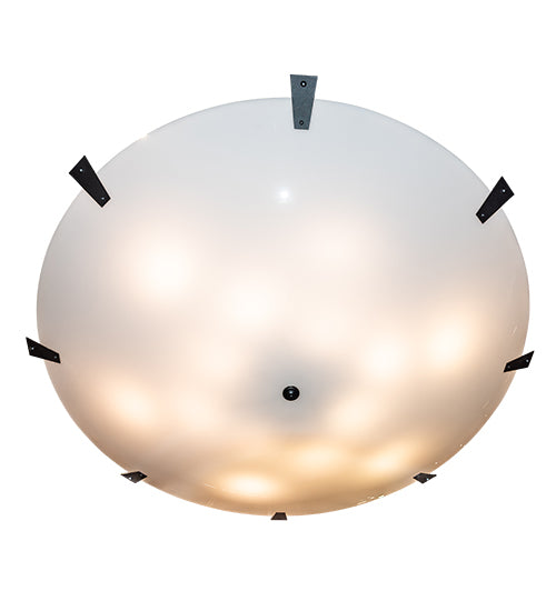 Meyda Lighting Araneta 72" 14-Light Gunmetal Gray Semi-flush Mount Light With White Statuario Idalight Shade