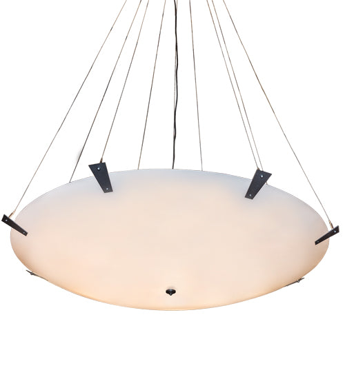 Meyda Lighting Araneta 72" 14-Light Gunmetal Gray Semi-flush Mount Light With White Statuario Idalight Shade