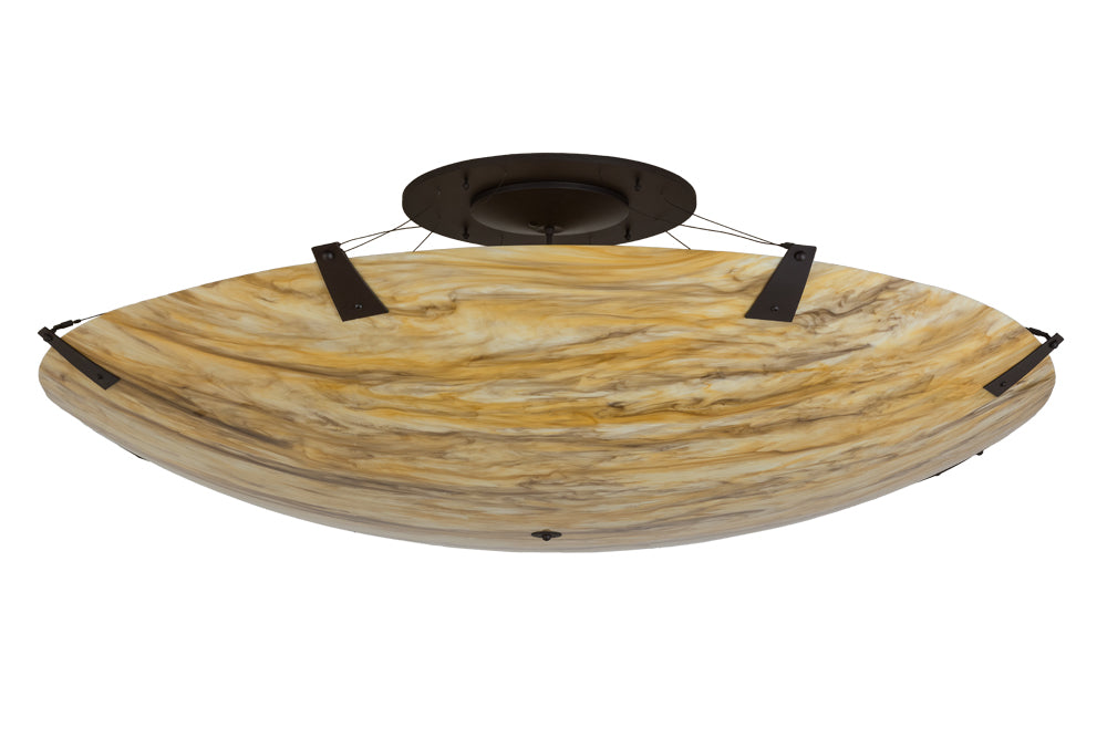 Meyda Lighting Araneta 72" 14-Light Oil Rubbed Bronze Semi-flush Mount Light With Travertine Idlaight Shade Glass