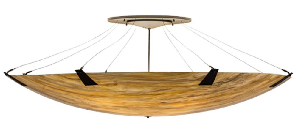 Meyda Lighting Araneta 72" 14-Light Oil Rubbed Bronze Semi-flush Mount Light With Travertine Idlaight Shade Glass