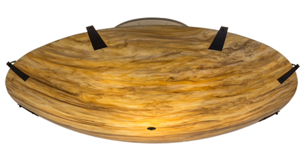 Meyda Lighting Araneta 72" 14-Light Oil Rubbed Bronze Semi-flush Mount Light With Travertine Idlaight Shade Glass
