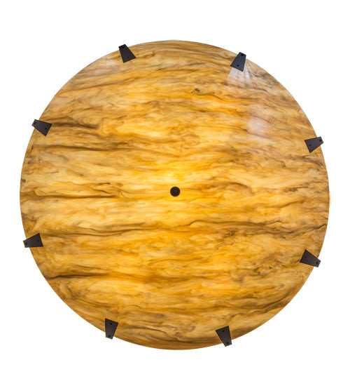 Meyda Lighting Araneta 72" 14-Light Oil Rubbed Bronze Semi-flush Mount Light With Travertine Idlaight Shade Glass