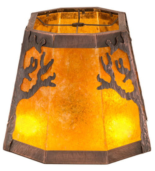 Meyda Lighting Arbre 15" Blackened Copper Frame With Amber Mica Oblong Shade Glass