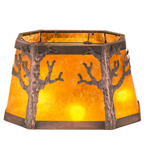 Meyda Lighting Arbre 15" Blackened Copper Frame With Amber Mica Oblong Shade Glass