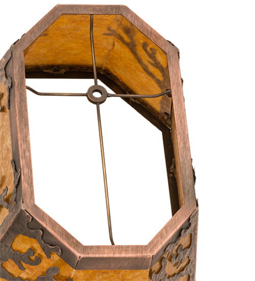 Meyda Lighting Arbre 15" Blackened Copper Frame With Amber Mica Oblong Shade Glass