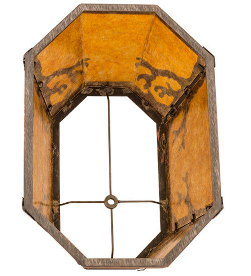 Meyda Lighting Arbre 15" Blackened Copper Frame With Amber Mica Oblong Shade Glass