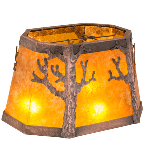 Meyda Lighting Arbre 15" Blackened Copper Frame With Amber Mica Oblong Shade Glass