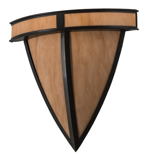 Meyda Lighting Arco 16" LED Timeless Bronze Wall Sconce With Beige Tawnyrock Idalight Shade Glass