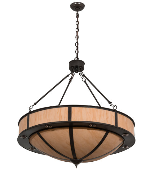 Meyda Lighting Arco 36" 8-Light LED Timeless Bronze Pendant Light With Beige Tawnyrock Idalight Shade Glass